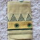 Tissue set saree with bottle green temple print