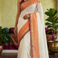 Mul cotton saree with orange and maroon border (fall and pico done)NO Blouse piece