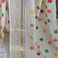Mul cotton saree with multi color polka dots and border (fall and pico done)NO Blouse piece