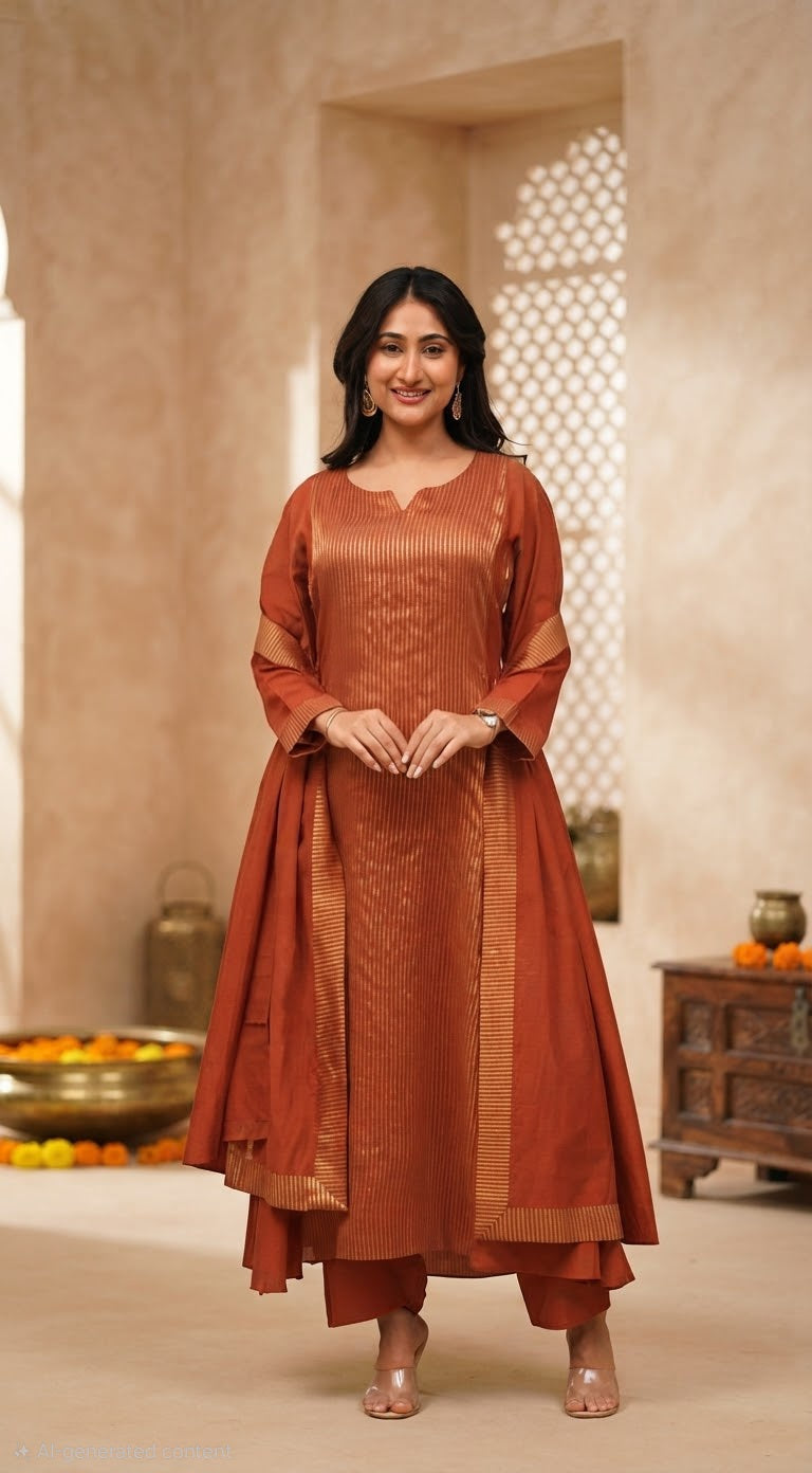 Mul chanderi 3 pc salwar suit set