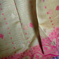 Soft cotton tussar saree with jamdani weaving ( Light yellow pink)- BP