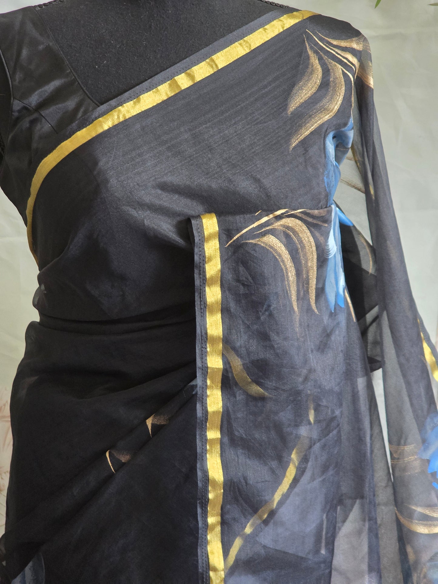 Soft organza with floral pinting design (lightweight)- stitched blouse