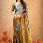 Semi tissue saree- grey and copper-No blouse