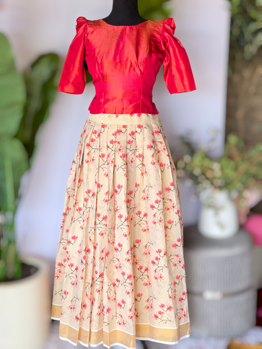 Onam skirt and top design 3(12-16 age)
