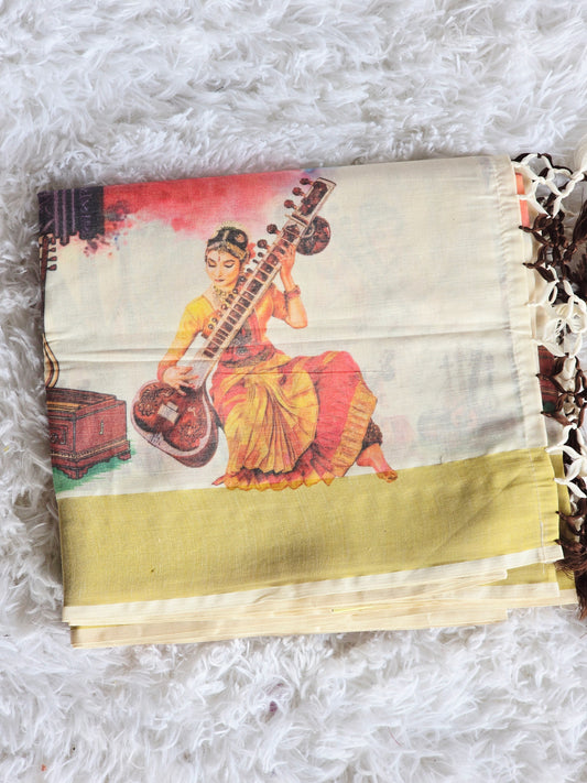 Onam special art work saree all Over body with BP