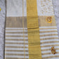 Cotton set saree with gold stripes and design