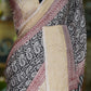 Pure Tussar silk saree with handblock print- stitched blouse