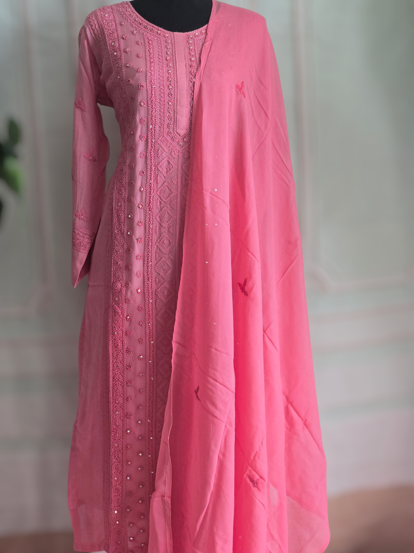 Georgette 3 pc salwar suit with chikankari work