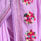 Russian silk (lavender)saree with french knot heavy work-stitched blouse