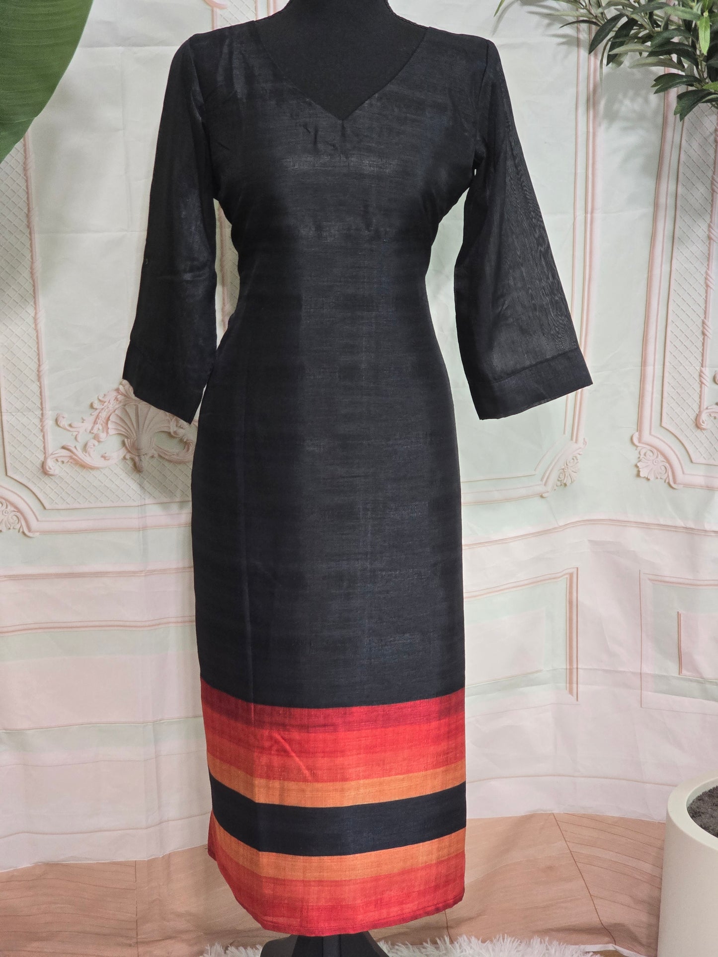 Semi tussar 3 pc salwar suit with multi color print