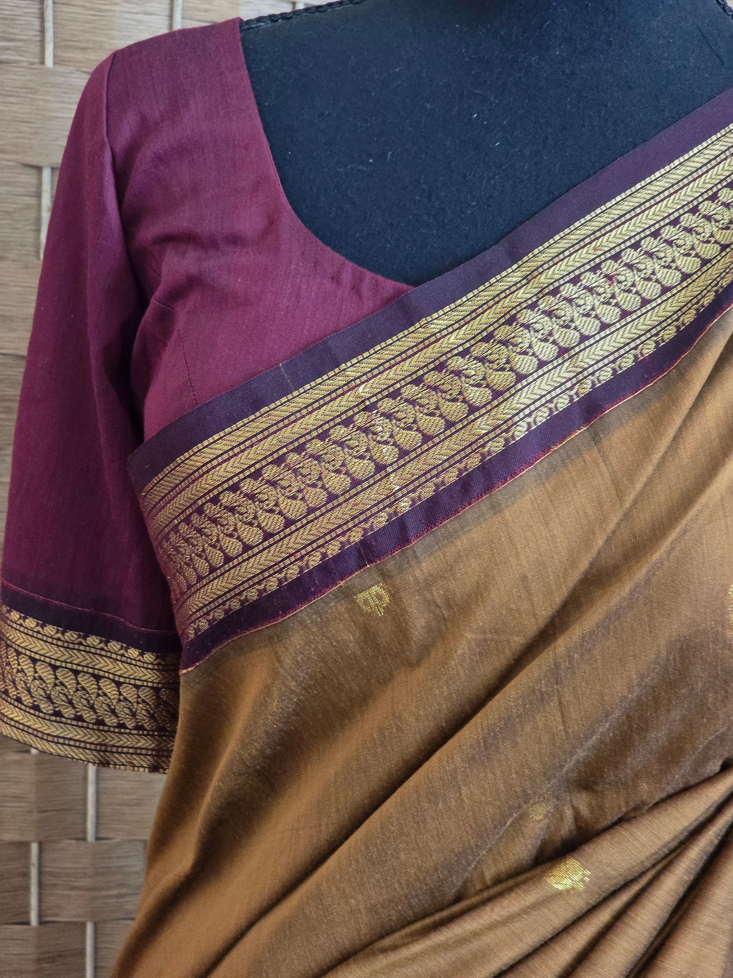 Kalyani cotton saree with stitched blouse