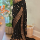Matka silk banarasi saree with copper weaving- stitched blouse