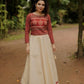 Onam skirt and premium cotton printed crop top