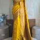 Mango yellow pure banarasi raw silk saree with green contrast blouse