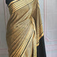 Modal silk saree with black stripes- stitched blouse