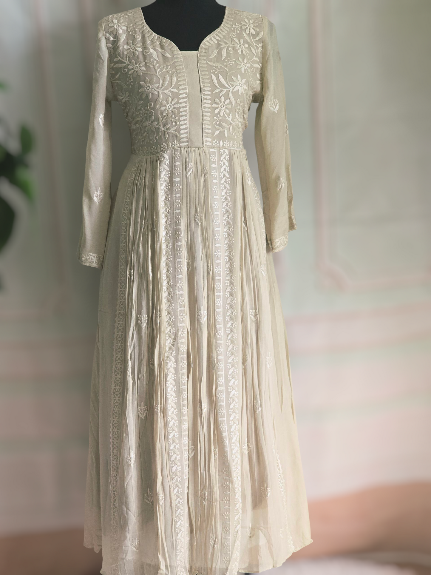 Pure georgette A line kurti with slef deisgn