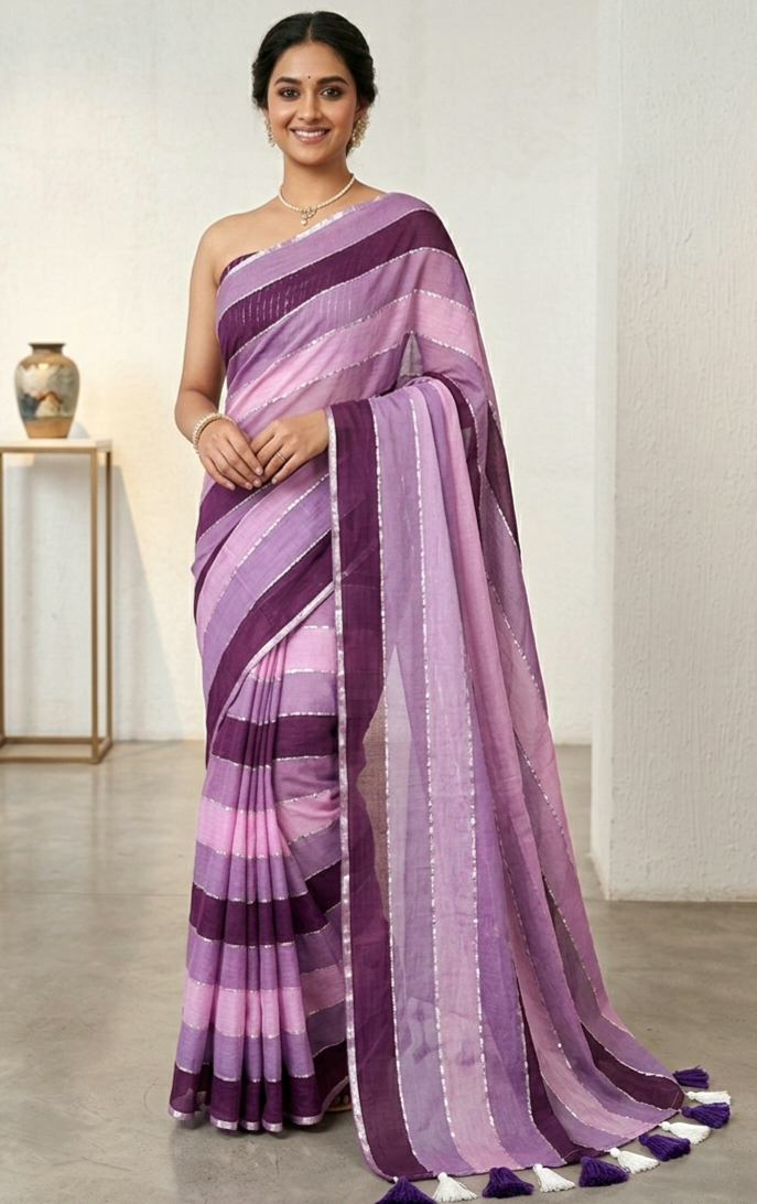 Mul cotton multi color saree - No BP