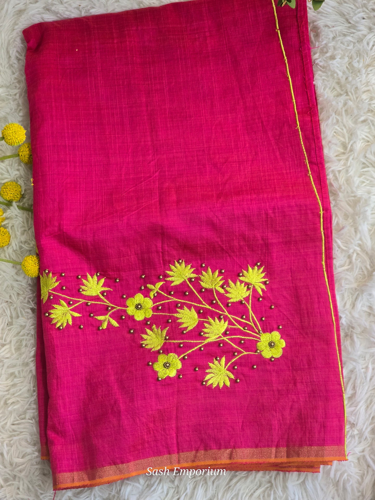 Cotton silk saree with embroidery work