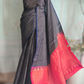 Soft kancheepuram silk saree (small checks body) with stitched blouse