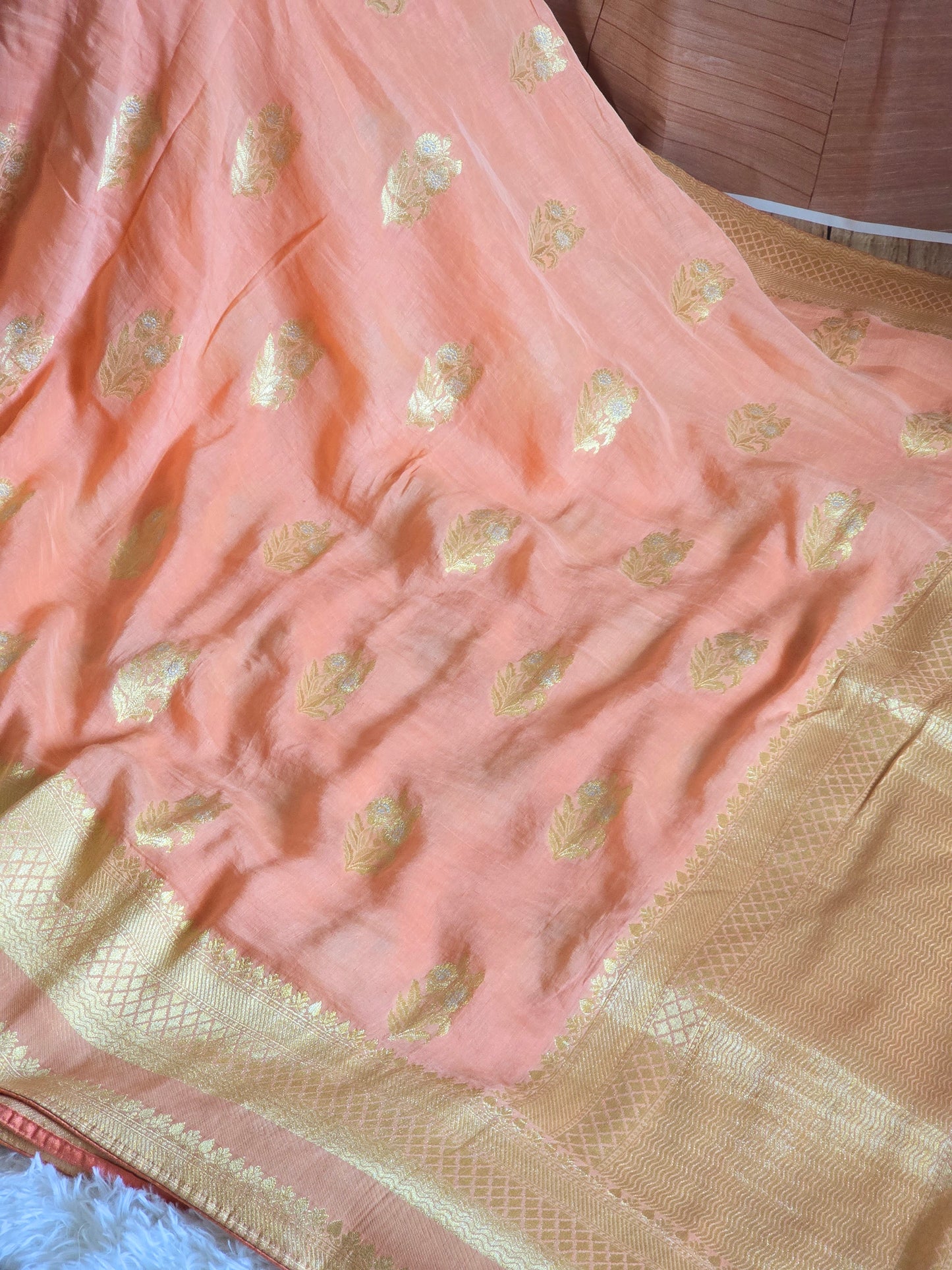 Pure mul chanderi banarasi silk saree with BP