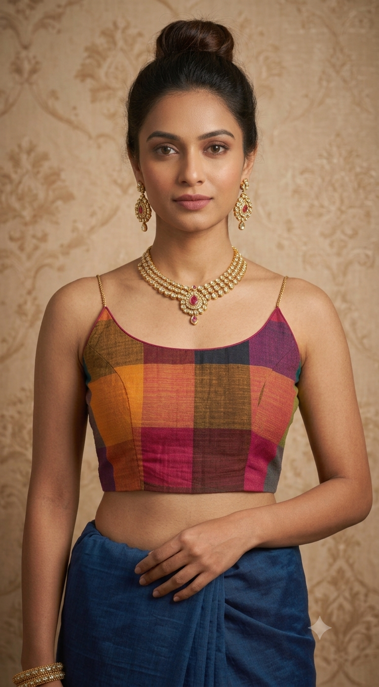 Madras cotton stitched blouse- pre-order (15-20 days)