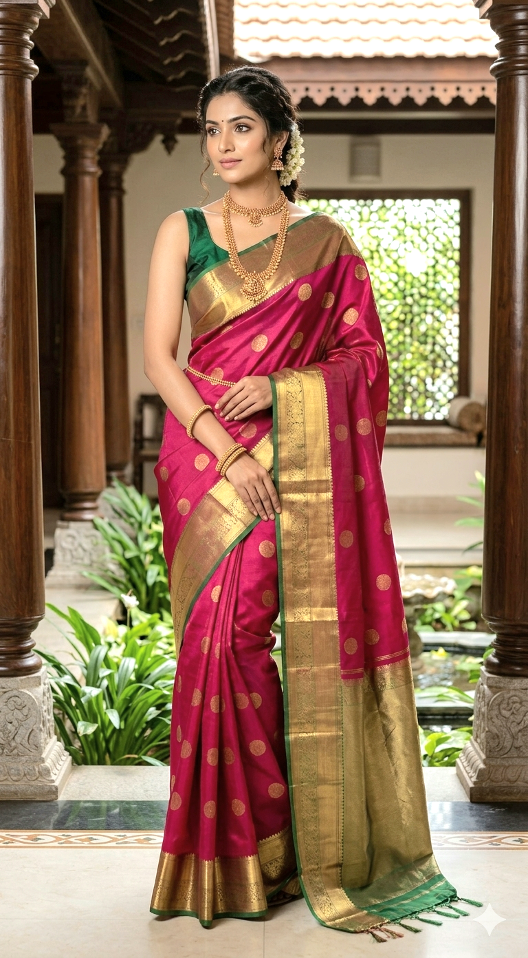 Kancheepuram silk saree with stitched blouse