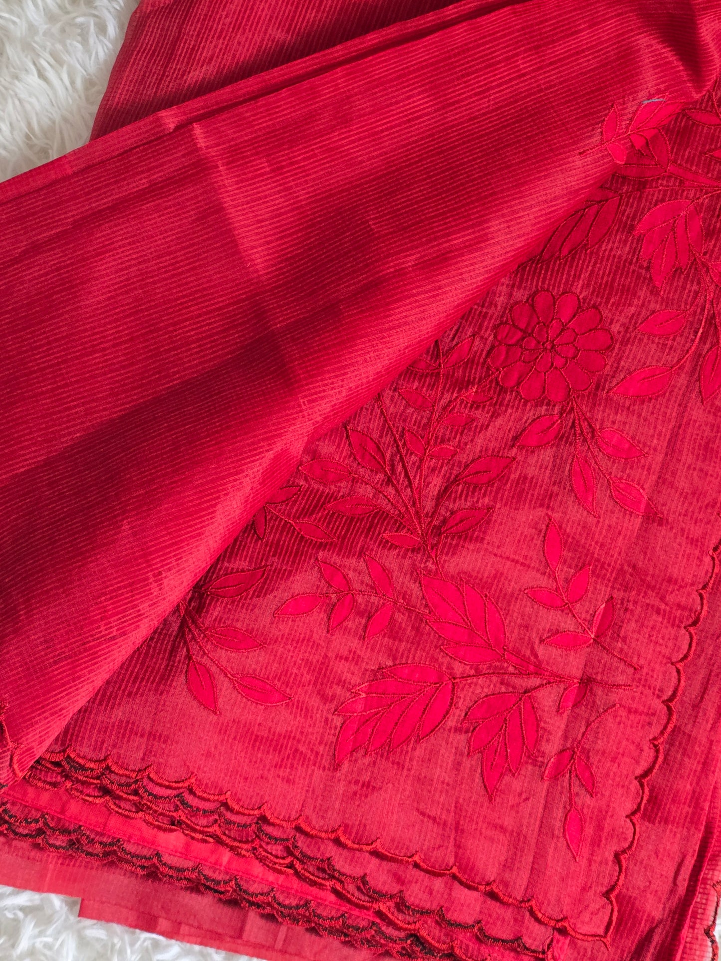 Kota cotton saree with applique design- stitched blouse