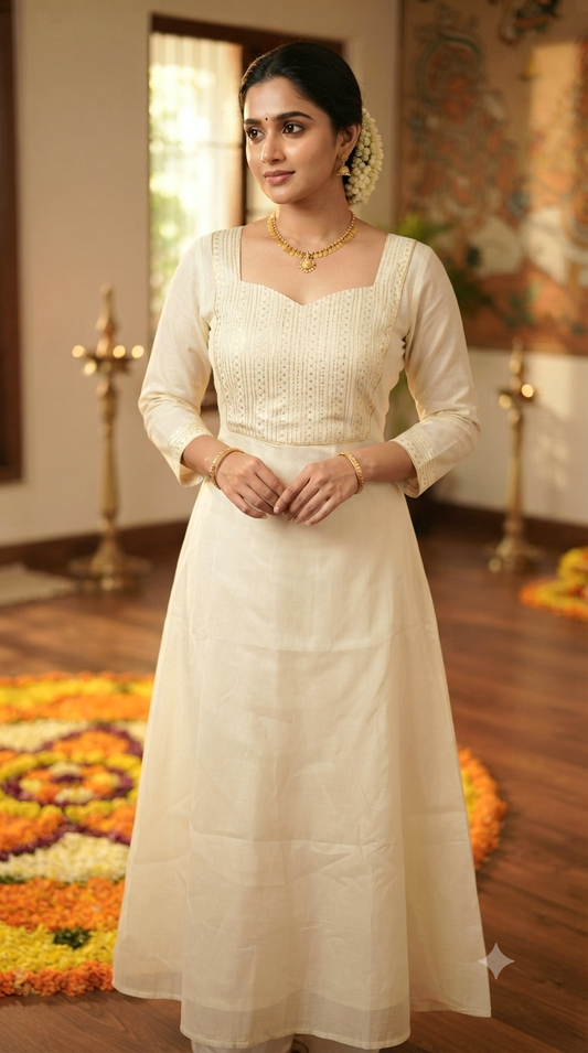 Cotton A line kurti- onam special