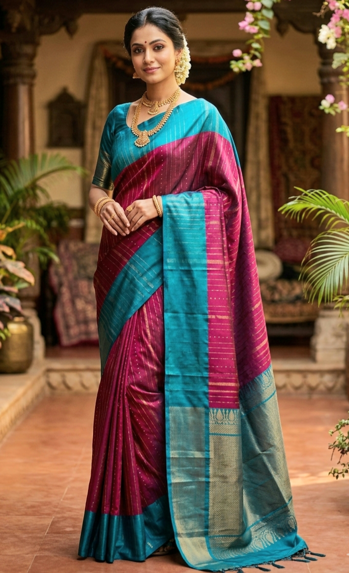 Soft silk kancheepuram saree with stitched blouse