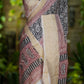 Pure Tussar silk saree with handblock print- stitched blouse