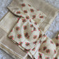 Semi silk (golden beige) saree with traditional ( kadhakali) design- stitched blouse