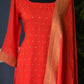 3 pc salwar suit set ( with banarasi dupatta (burnt orange)
