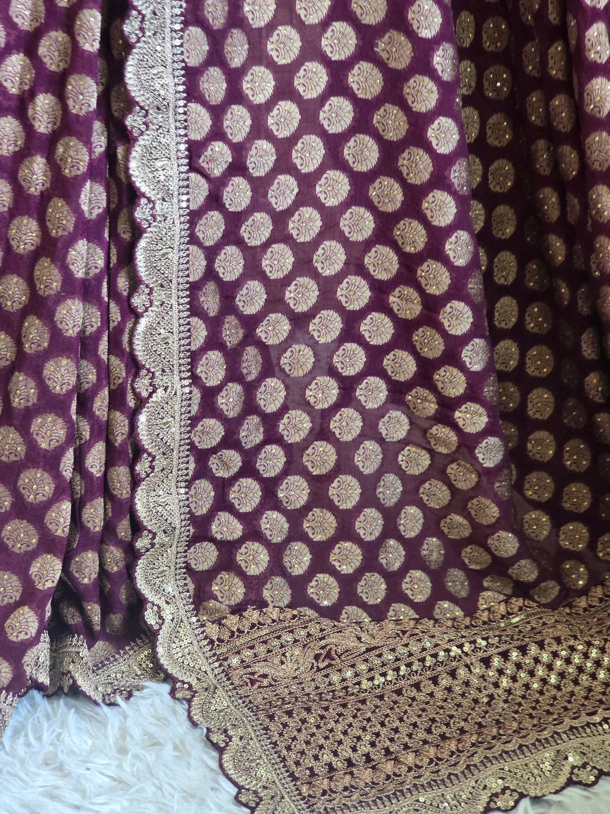 Designer georgette saree with green  stitched blouse