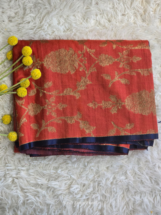 Silk cotton saree with all over weaving-stitched blouse