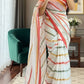 Mul cotton saree( milky white)with fall and pico- No BP