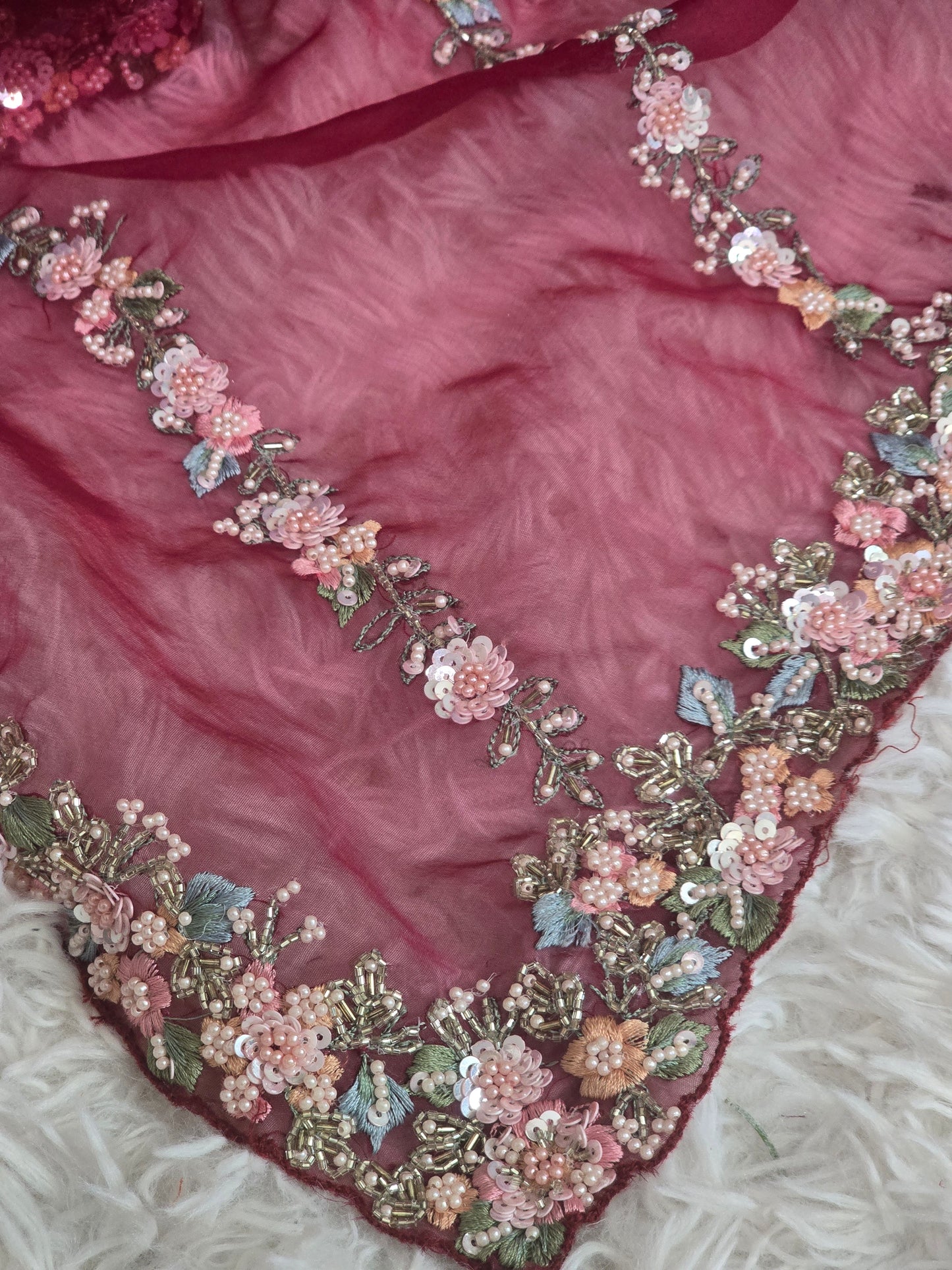 Organza party wear saree with heavy work all over body- stitched blouse