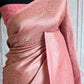 Semi katan silk saree (peach)with stitched blouse