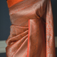 Semi modal silk saree with stitched blouse ( burnt orange)