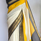 Semi georgette saree with yellow black border-stitched blouse