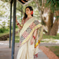 Premium tissue saree with block print-with stitched blouse