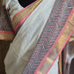 Premium cotton kerala saree with block print- stitched blouse