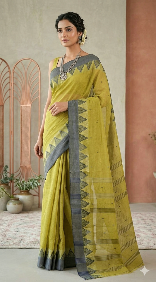 Bengal cotton saree with contrast temple border- No BP