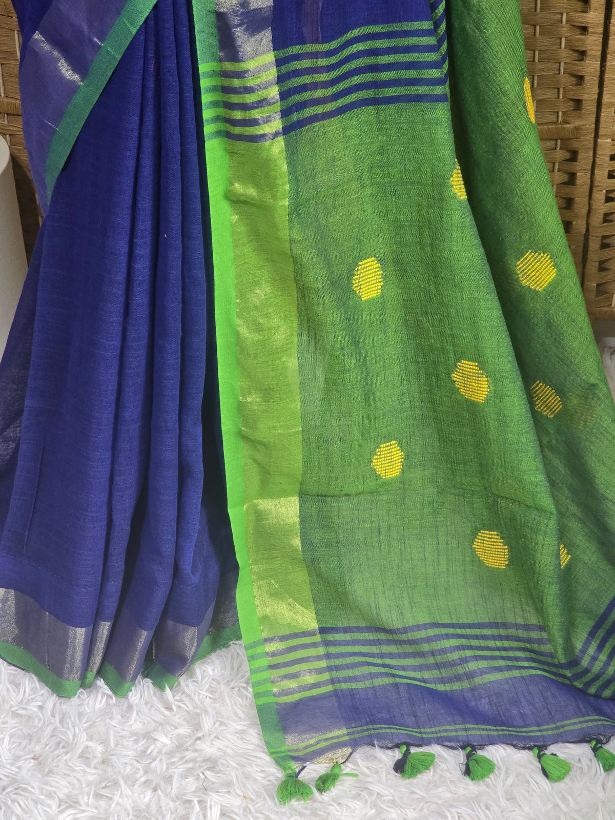 Semi linen saree with stitched blouse