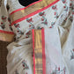 Premium cotton kerala saree with floral block print design-stitched blouse