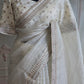 Off white organza saree with sabyasachi border- stitched blouse