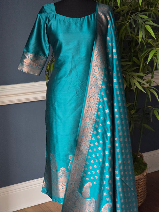 3 pc salwar suit set with banarasi dupatta