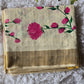 Kerala saree with pink floral-stitched blouse