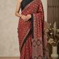Modal silk saree with mirror work(glued)- stitched blouse