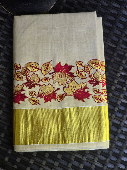 Tissue set saree with maroon gold design
