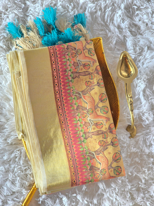 Tissue silk saree with beautiful design border